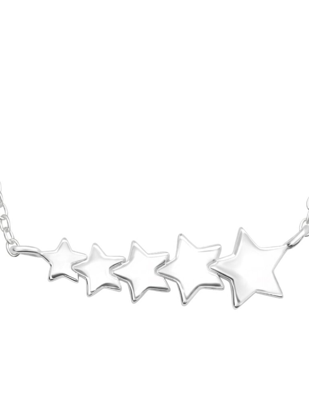 Five-Star Cascade Necklace — Silver Star Pendant Necklace